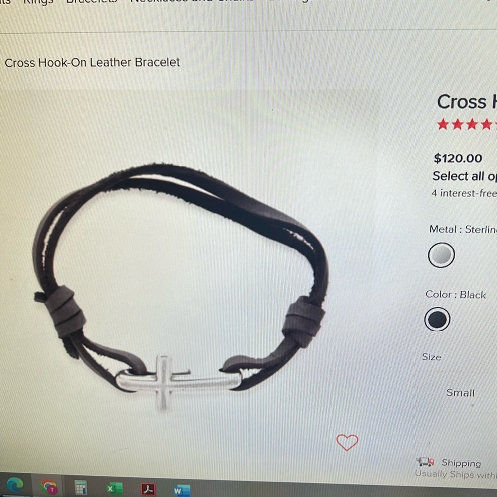 COPY - James Avery cross hook on leather bracelet